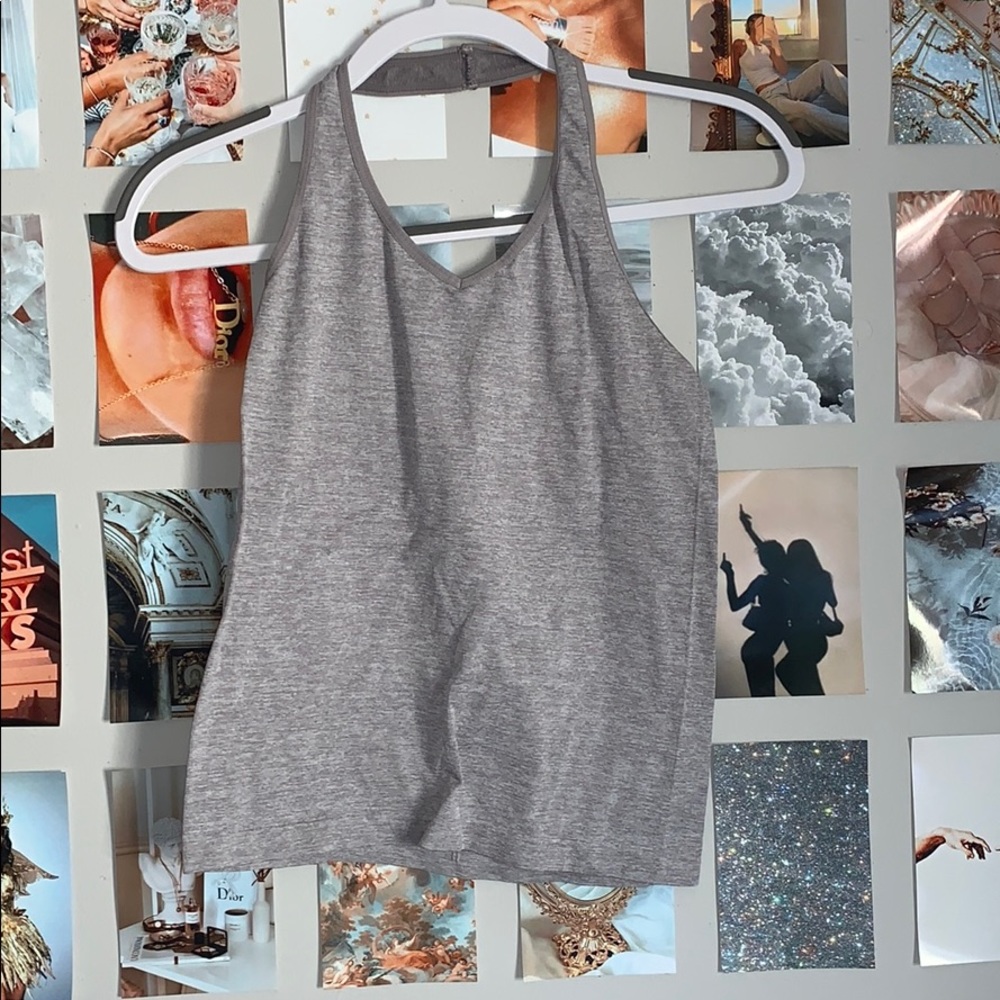 Grayish-purple workout halter top